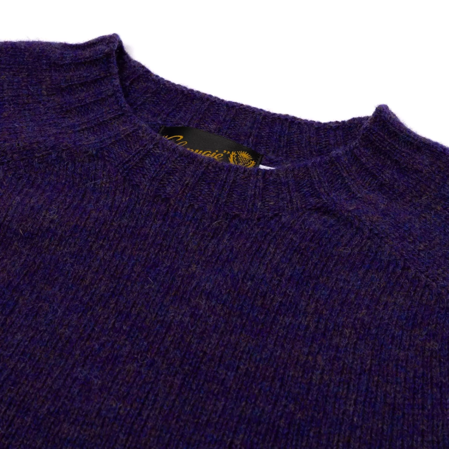 Strickwaren>Glenugie exklusiv xMJ: Pullover "Round Jumper" aus reiner Wolle - Circulate Knit Pure Soft Shetland Lila-RoyalVioletMelange