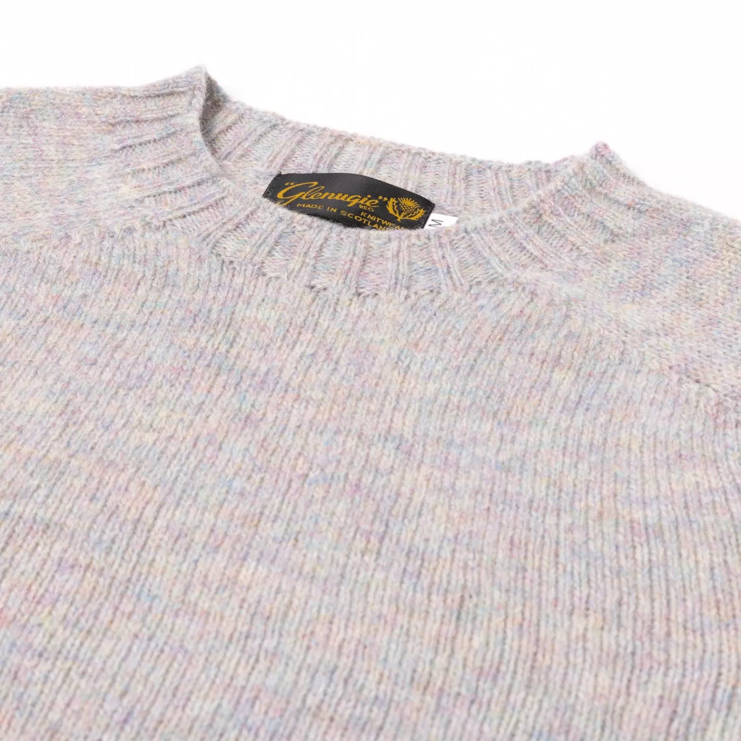 Strickwaren>Glenugie exklusiv xMJ: Pullover "Round Jumper" aus reiner Wolle - Circulate Knit Pure Soft Shetland Perlweiß-UgiePearlMelange