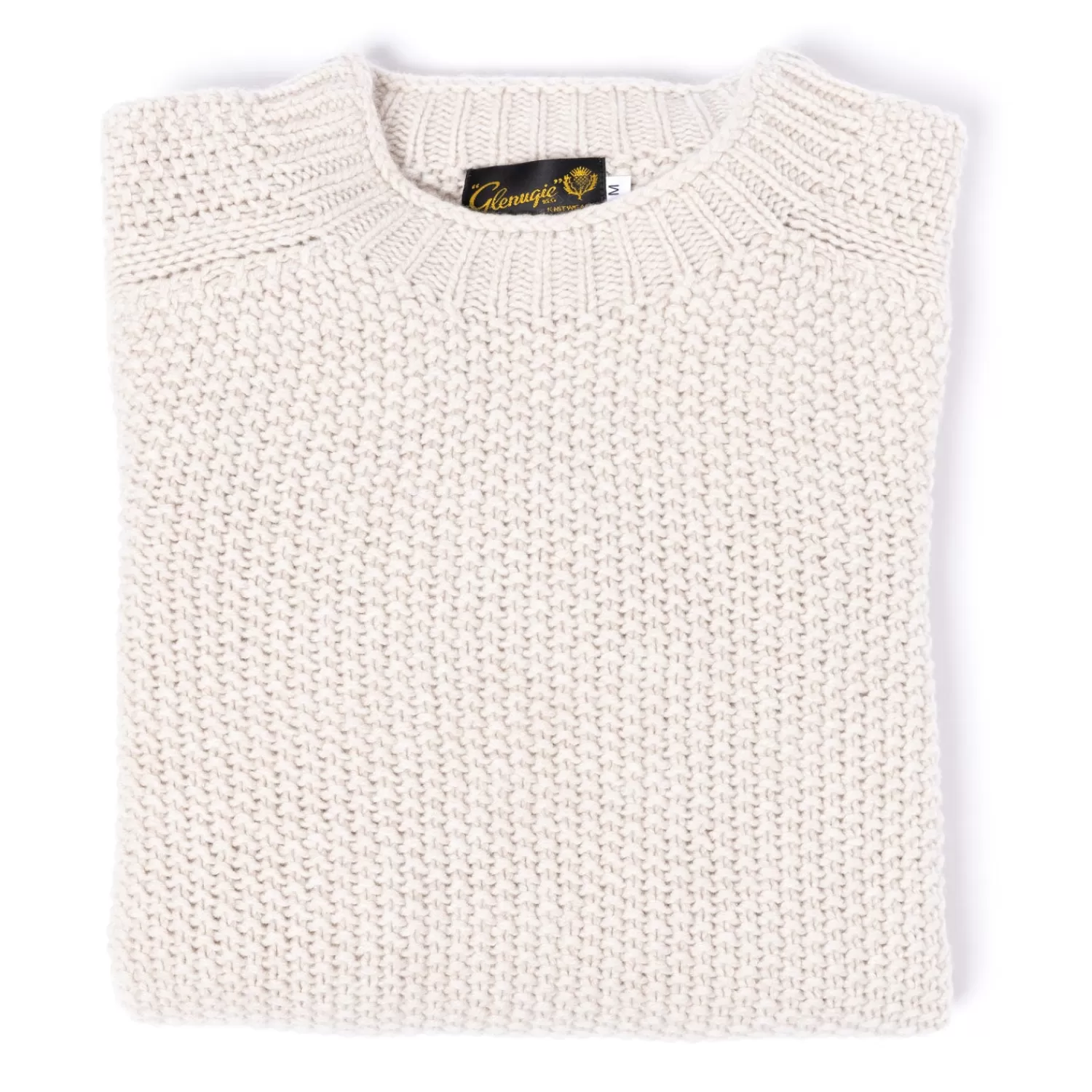 Ivy Men's | Ivy Women's>Glenugie x MJ: Pullover "Gstaad Vintage-Ski" aus reiner Wolle - 4 Ply Supersoft Lambswool Natur-SwansdownMelange