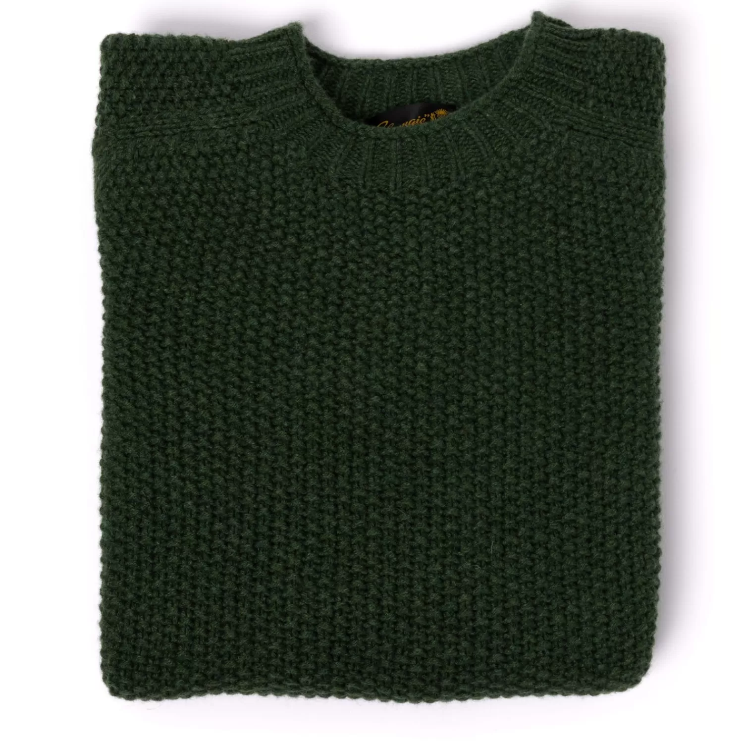 Strickwaren>Glenugie x MJ: Pullover "Gstaad Vintage-Ski" aus reiner Wolle - 4 Ply Supersoft Lambswool Salbeigrün-SerpentineMelange