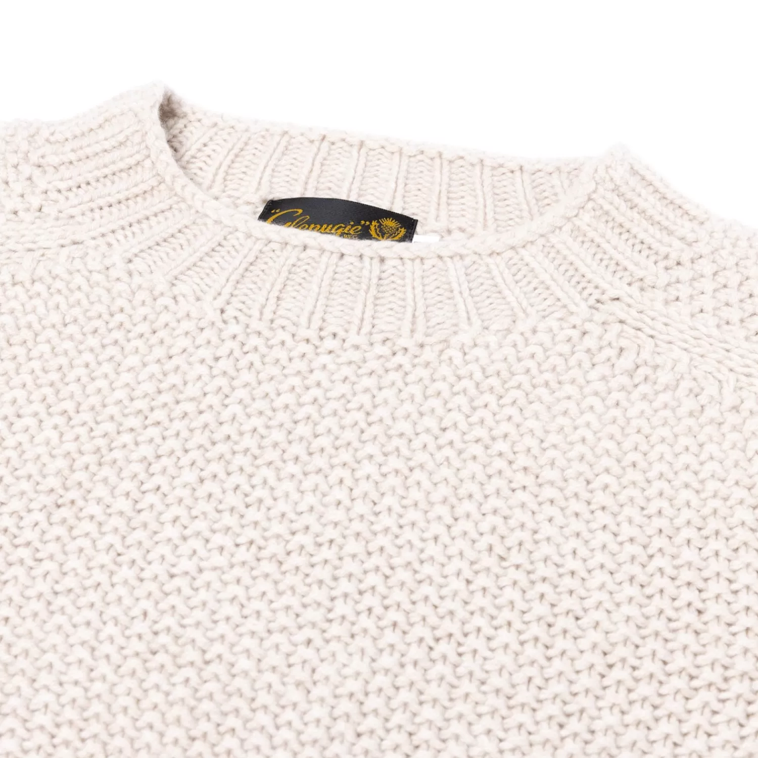Ivy Men's | Ivy Women's>Glenugie x MJ: Pullover "Gstaad Vintage-Ski" aus reiner Wolle - 4 Ply Supersoft Lambswool Natur-SwansdownMelange