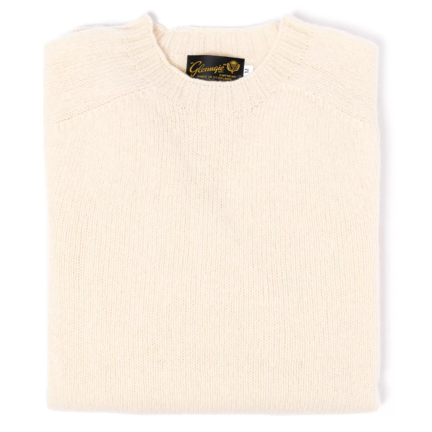 Ivy Men's | Ivy Women's>Glenugie x MJ: Pullover "Round Jumper" aus reiner Wolle - Pure Soft Shetland Naturweiß-CreamMelange