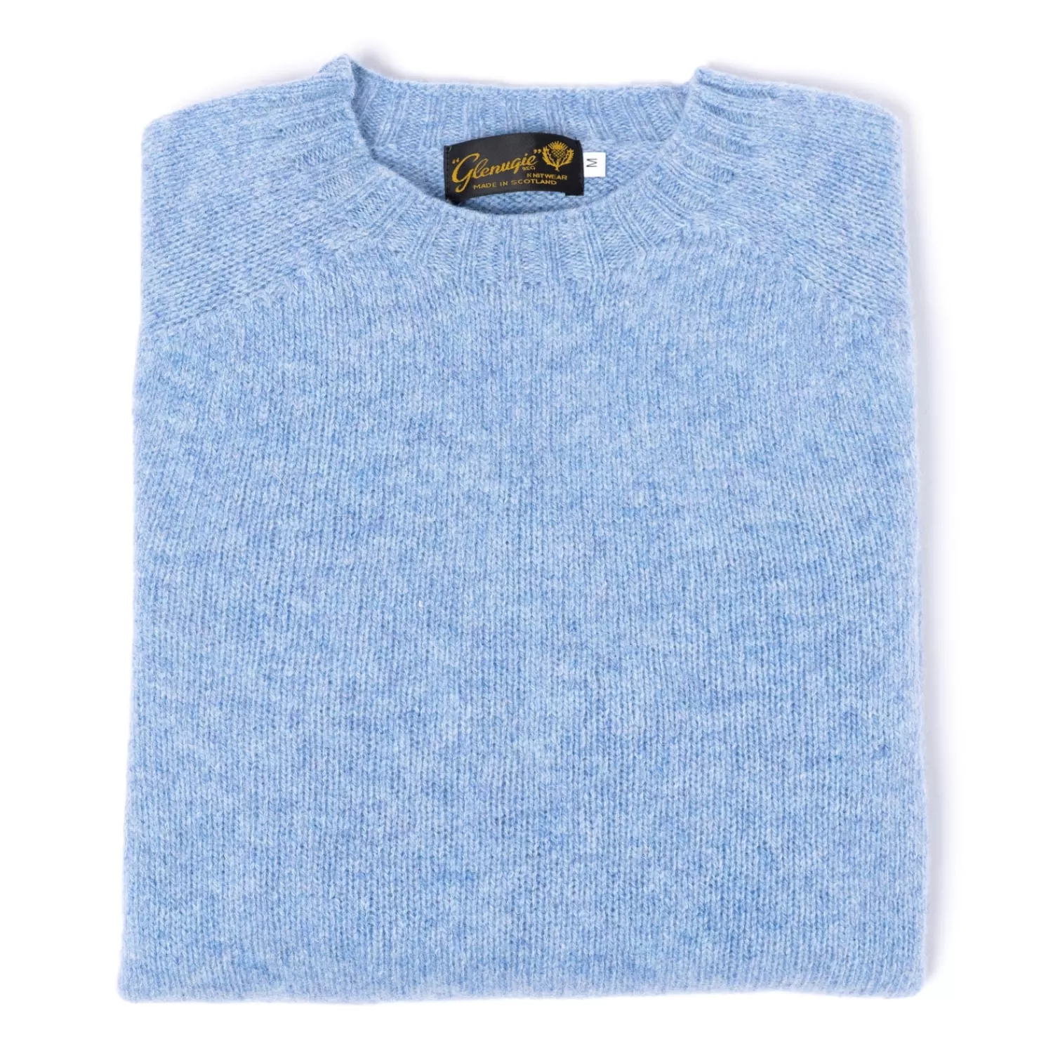 Ivy Men's | Ivy Women's>Glenugie x MJ: Pullover "Round Jumper" aus reiner Wolle - Pure Soft Shetland Hellblau-IceSeaMelange