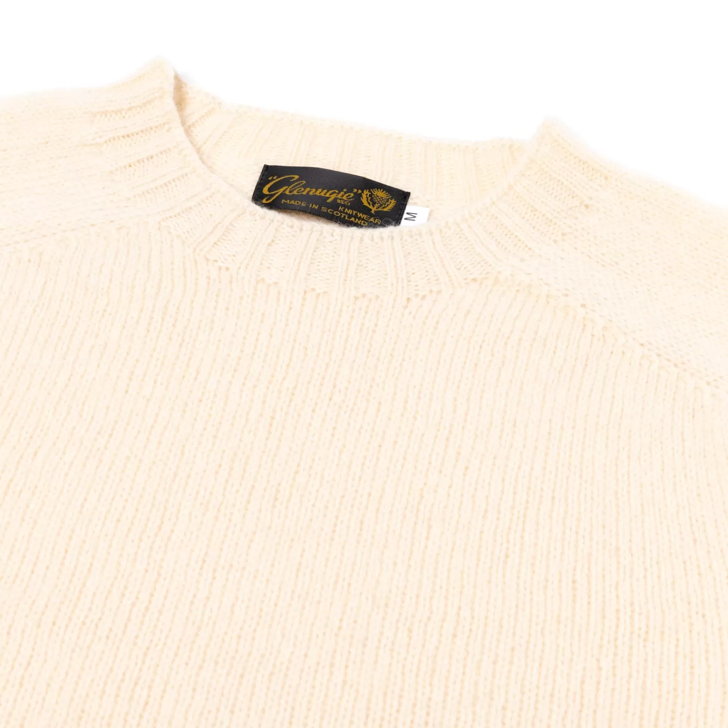 Ivy Men's | Ivy Women's>Glenugie x MJ: Pullover "Round Jumper" aus reiner Wolle - Pure Soft Shetland Naturweiß-CreamMelange