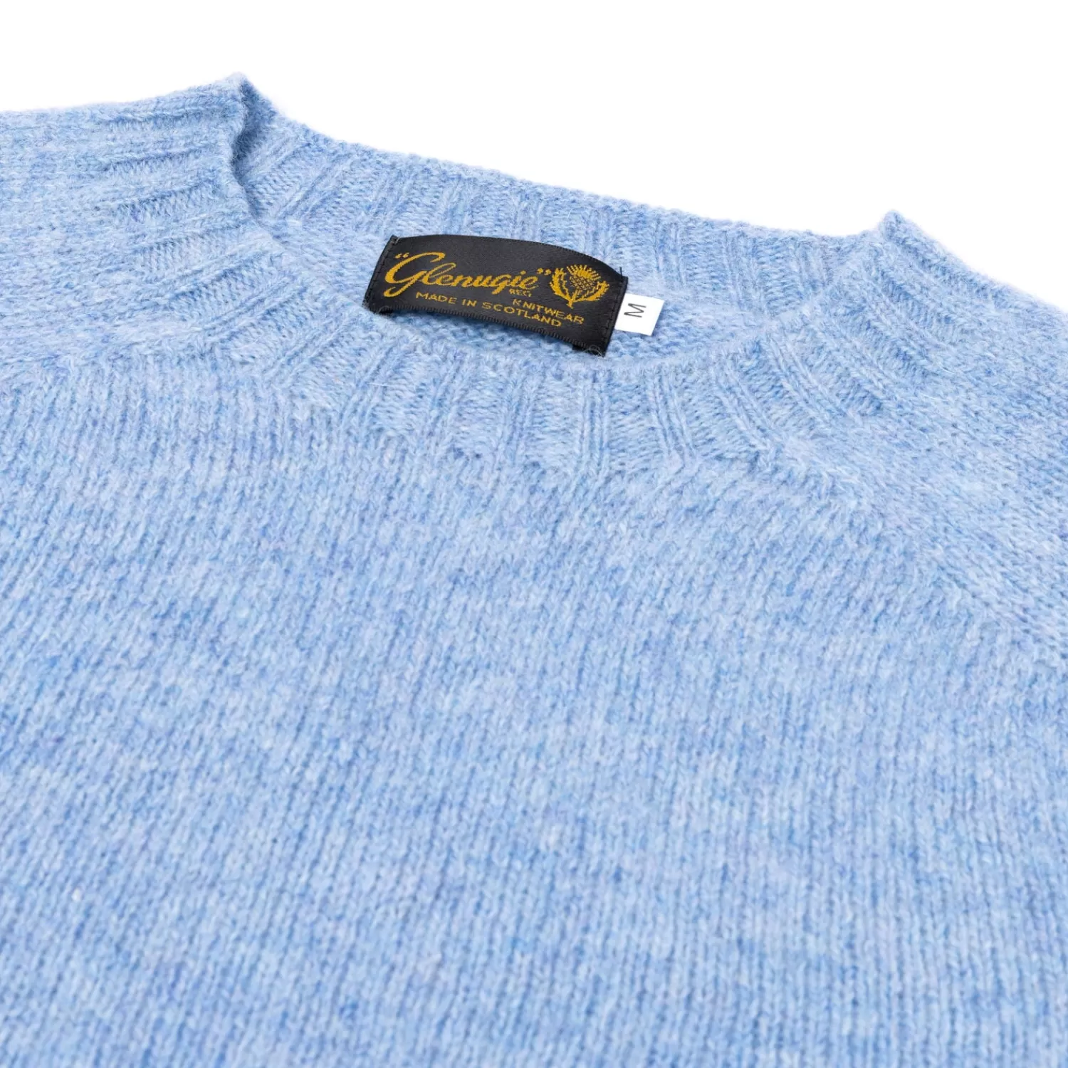 Ivy Men's | Ivy Women's>Glenugie x MJ: Pullover "Round Jumper" aus reiner Wolle - Pure Soft Shetland Hellblau-IceSeaMelange