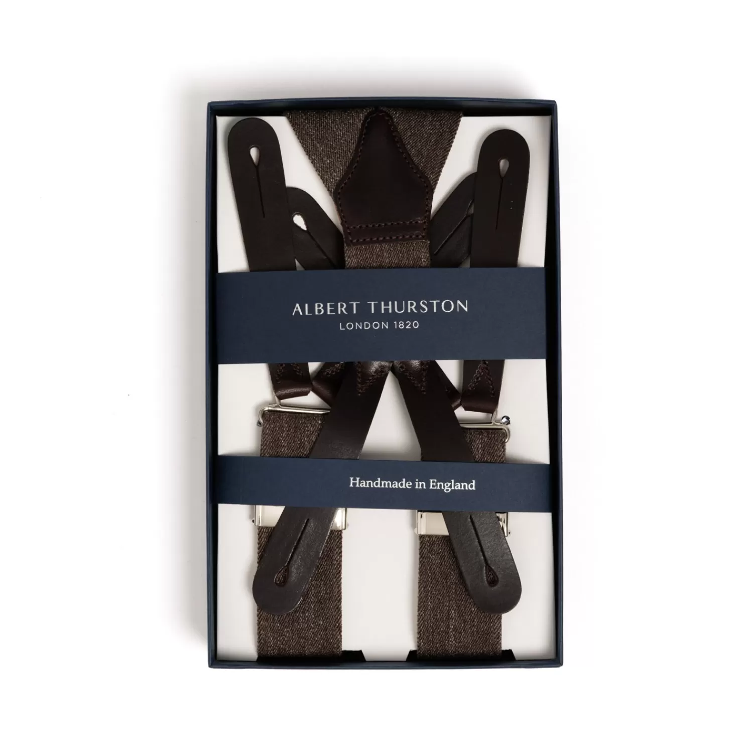 Hosenträger>Albert Thurston Greigefarbene Hosenträger "Gangs of New York" zum Knöpfen GreigeDenim
