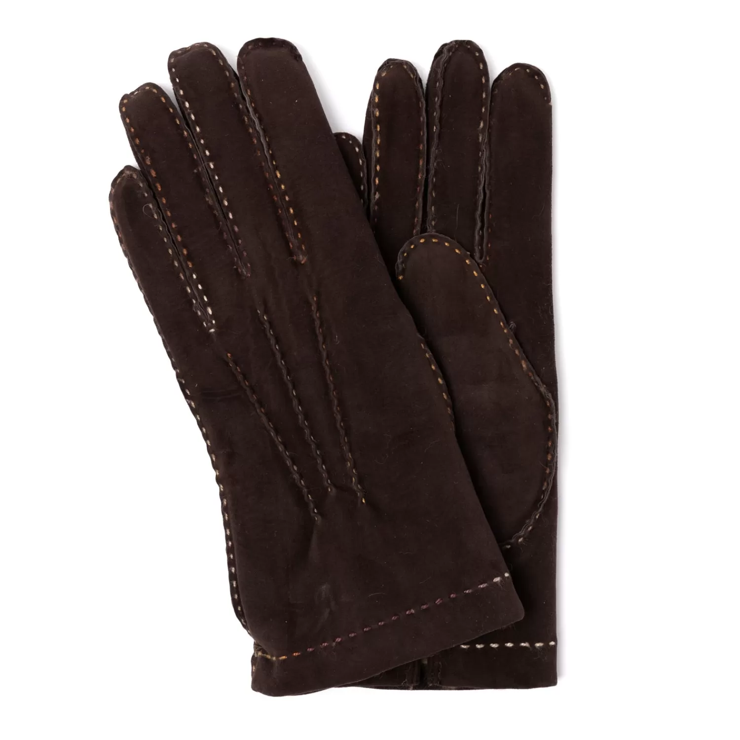 Handschuhe>Thomas Riemer Wien Handschuh "Esterhazy" aus Rentierleder mit Futter aus Orylag-Kaninchenfell - handgenäht Dunkelbraun- Moro