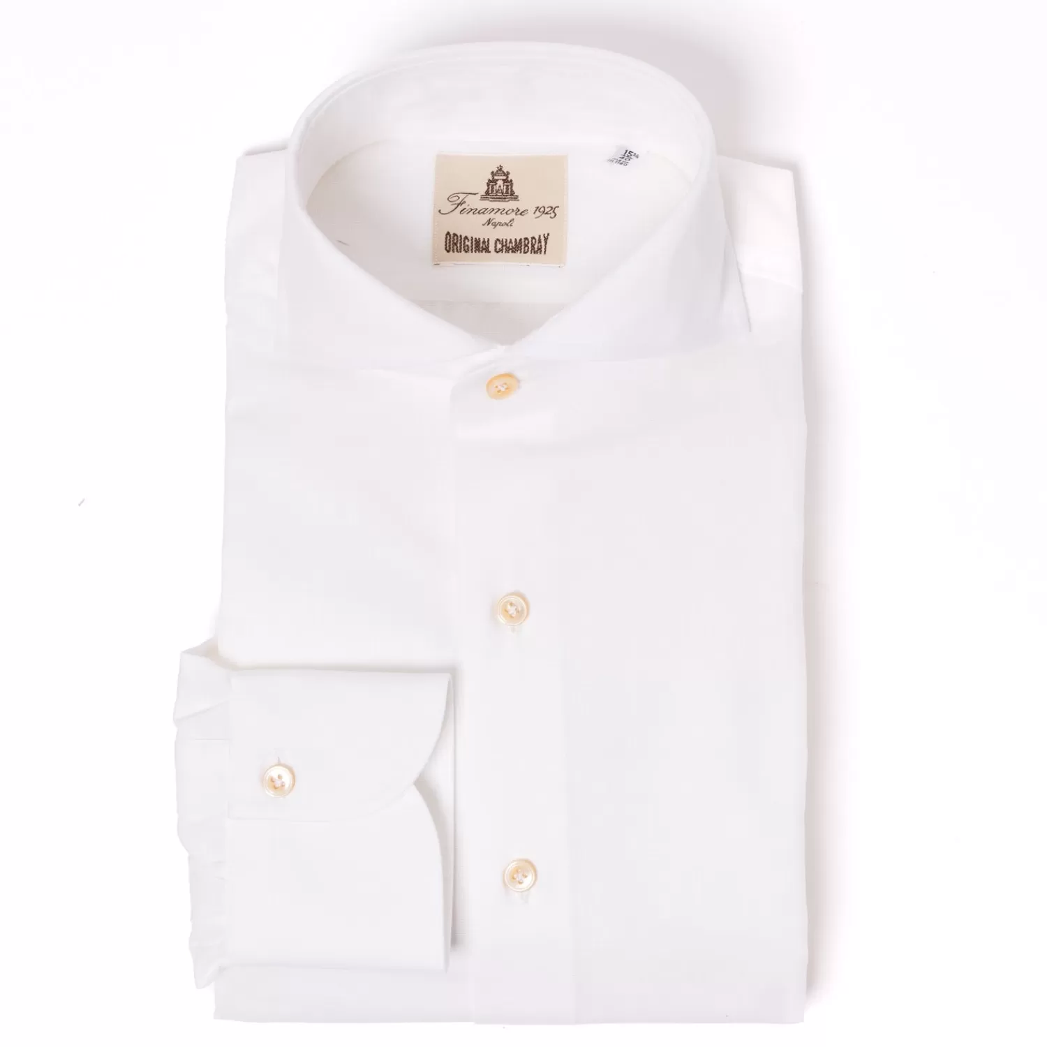 Hemden>Finamore 1925 Hemd "Il Chambray" aus reiner Baumwolle von Alumo - Collo Sergio Weiß-Bianco