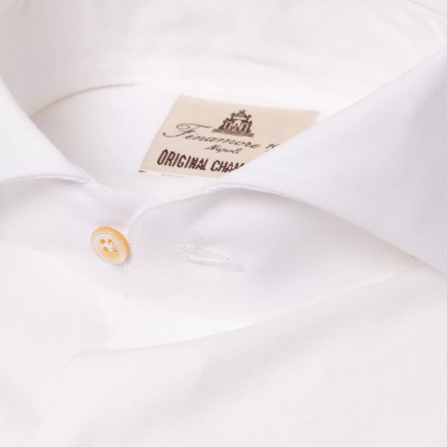 Hemden>Finamore 1925 Hemd "Il Chambray" aus reiner Baumwolle von Alumo - Collo Sergio Weiß-Bianco