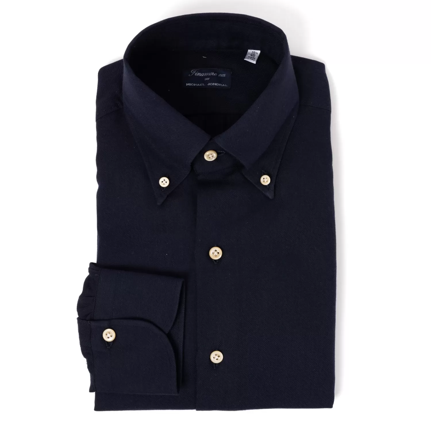 Hemden>Finamore 1925 Hemd "Luxury Winter Plain" aus Baumwolle und Kaschmir - Collo Lucio Dunkelblau-BluScuro