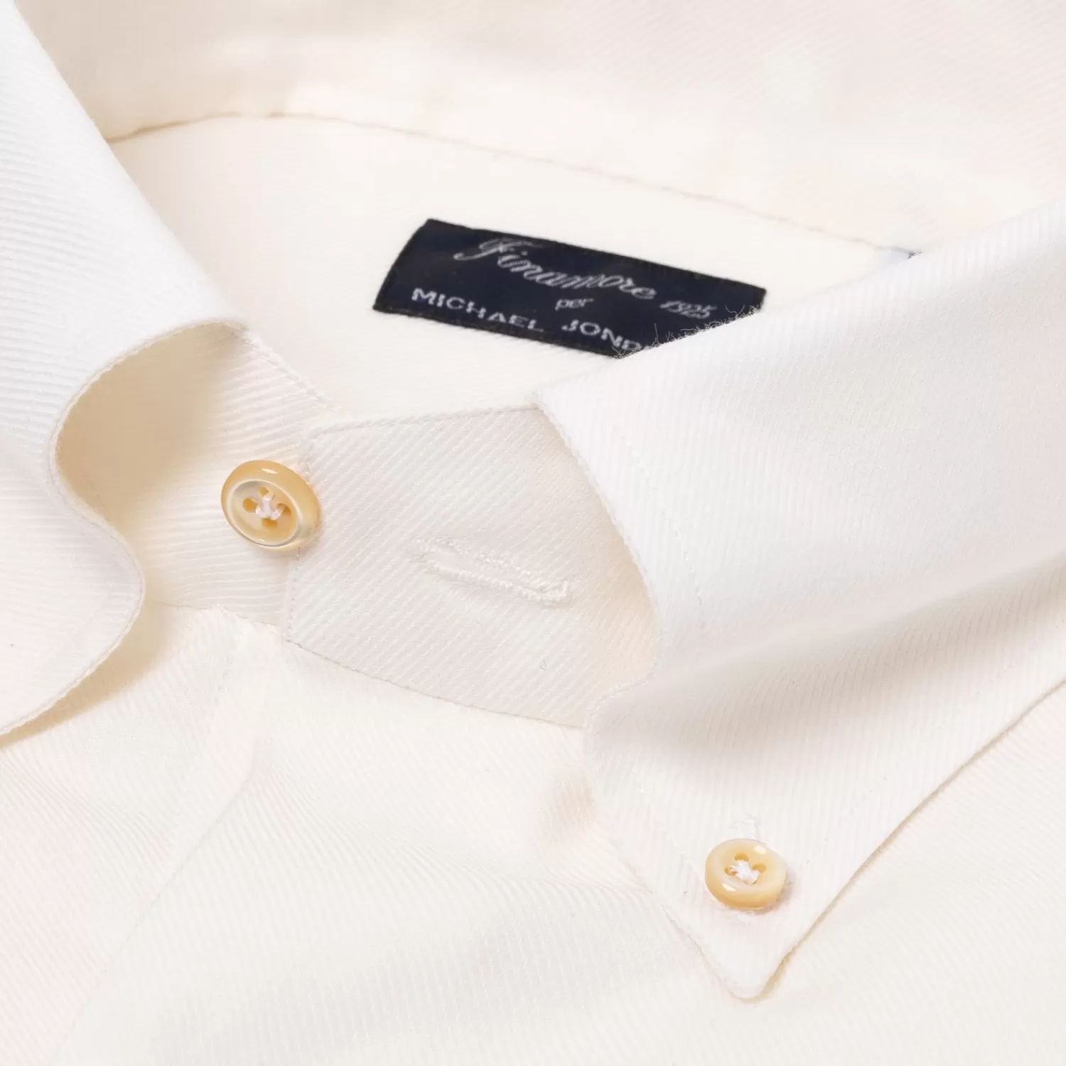 Hemden>Finamore 1925 Hemd "Luxury Winter Plain" aus Baumwolle und Kaschmir - Collo Lucio Cremeweiß-Crema