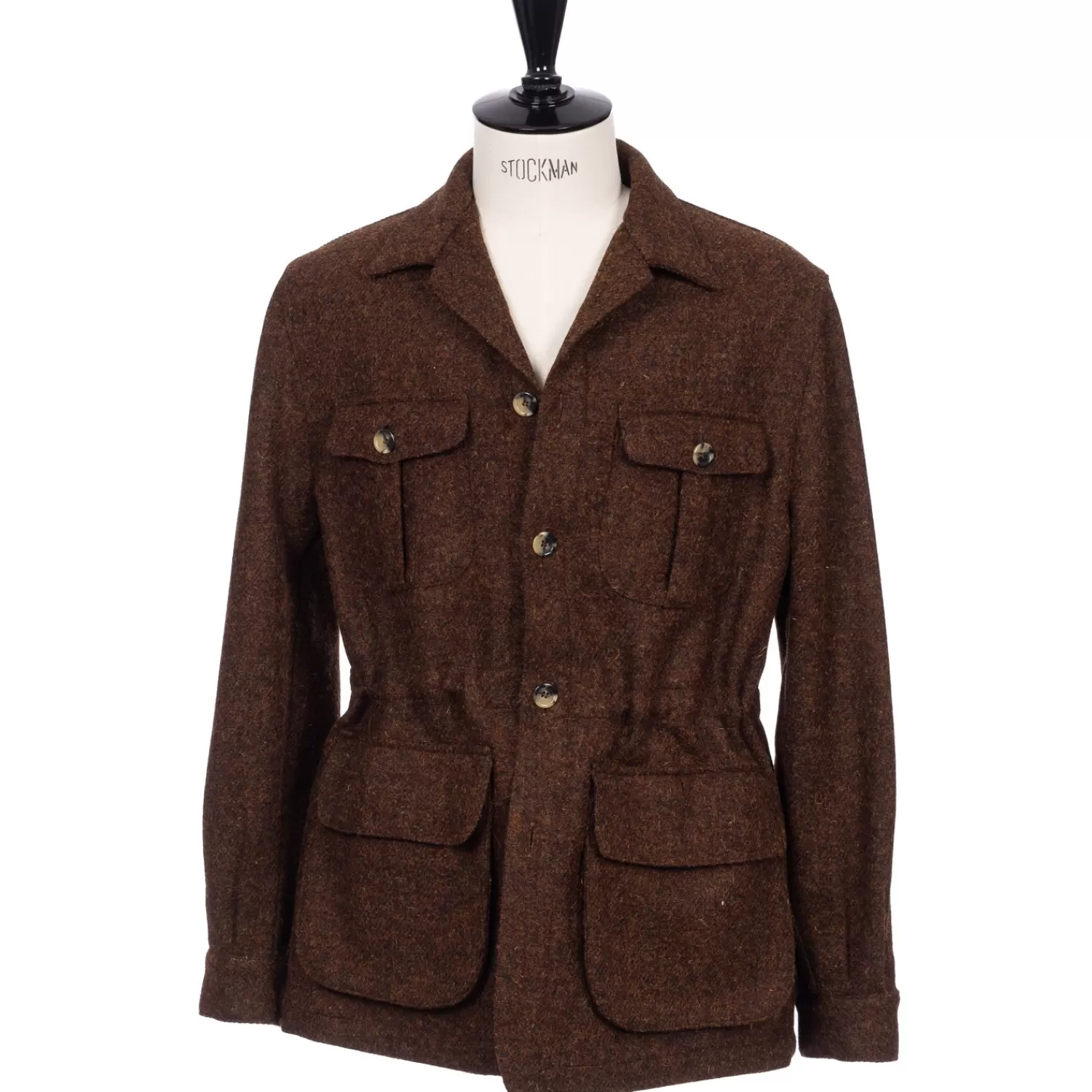 Teba + Shirt Jackets>Justo Gimeno exklusiv x MJ:Fieldjacke "Sahara" aus original schottischem Harris-Tweed Rostbraun- Melange