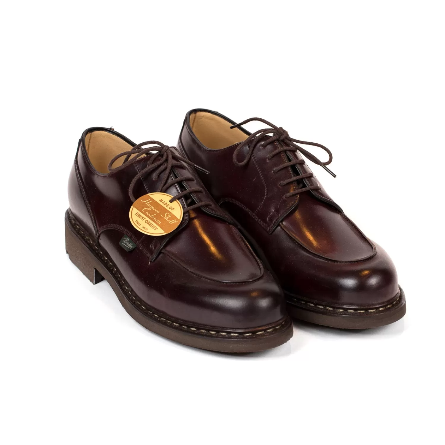 Schuhe>Paraboot Limited Edition: Brauner Derby "Chambord" aus original Shell Cordovan Rossleder - A French Legend