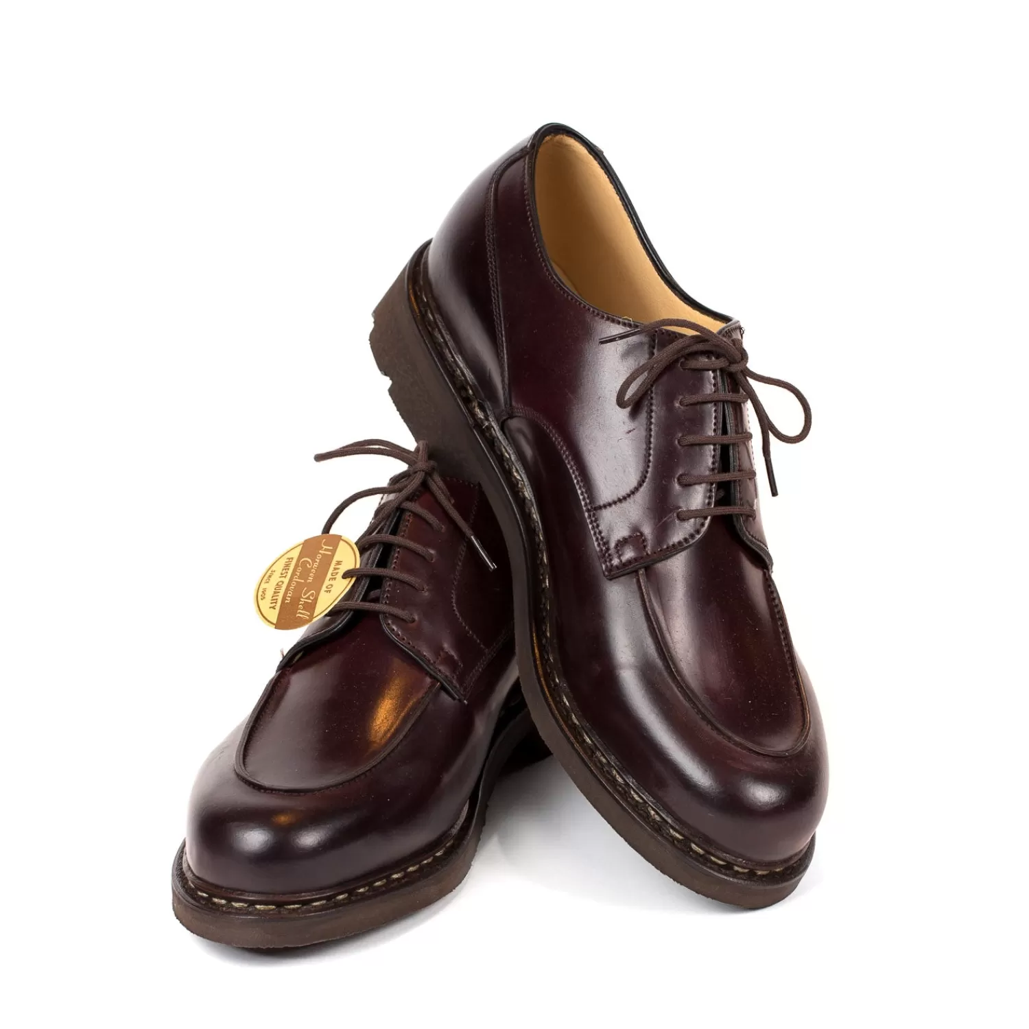 Schuhe>Paraboot Limited Edition: Brauner Derby "Chambord" aus original Shell Cordovan Rossleder - A French Legend