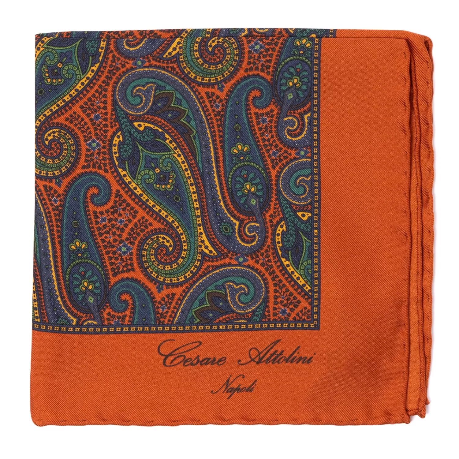 Einstecktücher>Cesare Attolini Limited Edition: Gemustertes Einstecktuch "Grande Fantasia Cashemire" aus reiner Seide