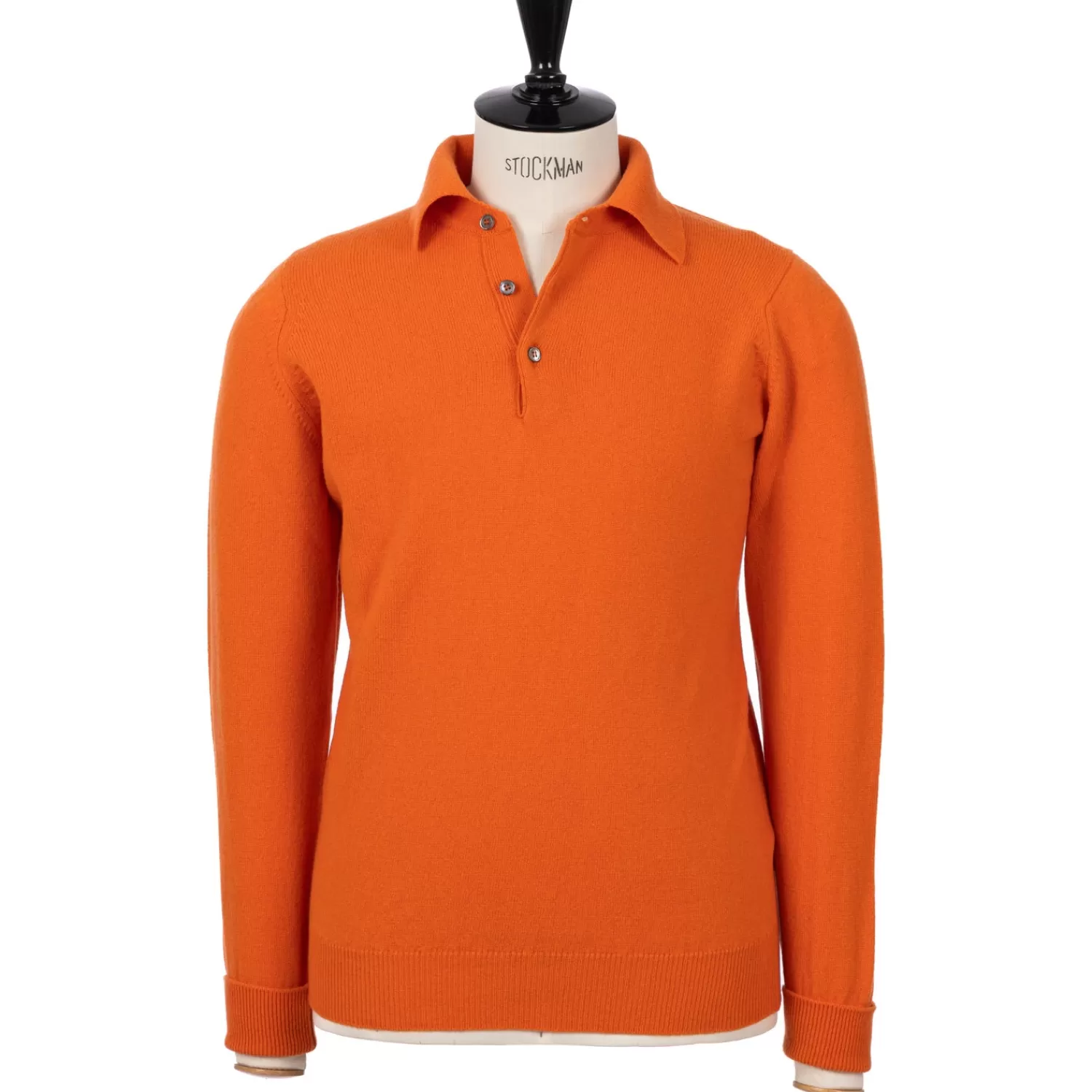Strickwaren>William Lockie MJ Exklusiv: Polo-Pullover "Rob Howard" aus reiner Geelong Lambswool - 2 Ply Orange-Turmeric