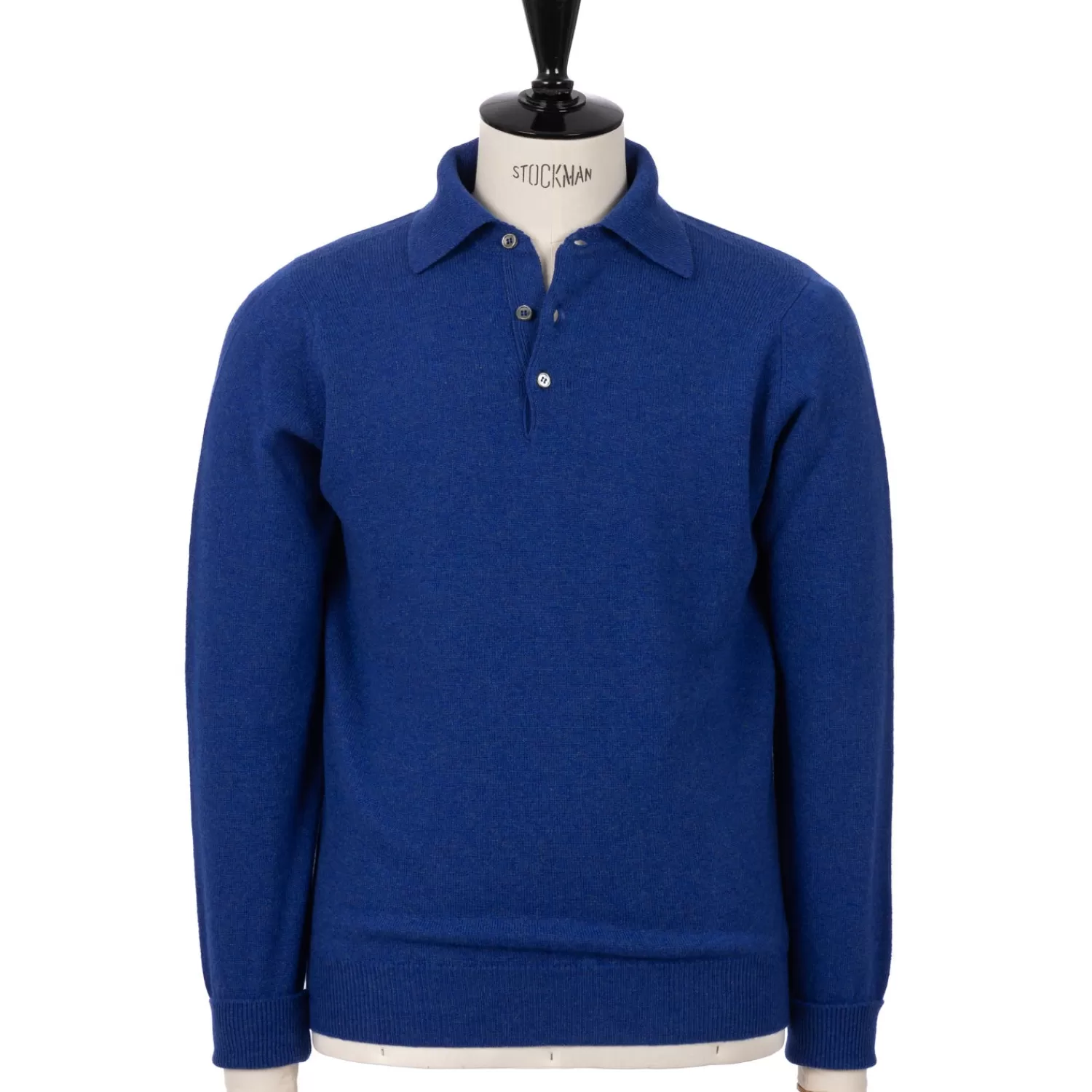 Strickwaren>William Lockie MJ Exklusiv: Polo-Pullover "Rob Howard" aus reiner Geelong Lambswool - 2 Ply Ultramarinblau-Persian