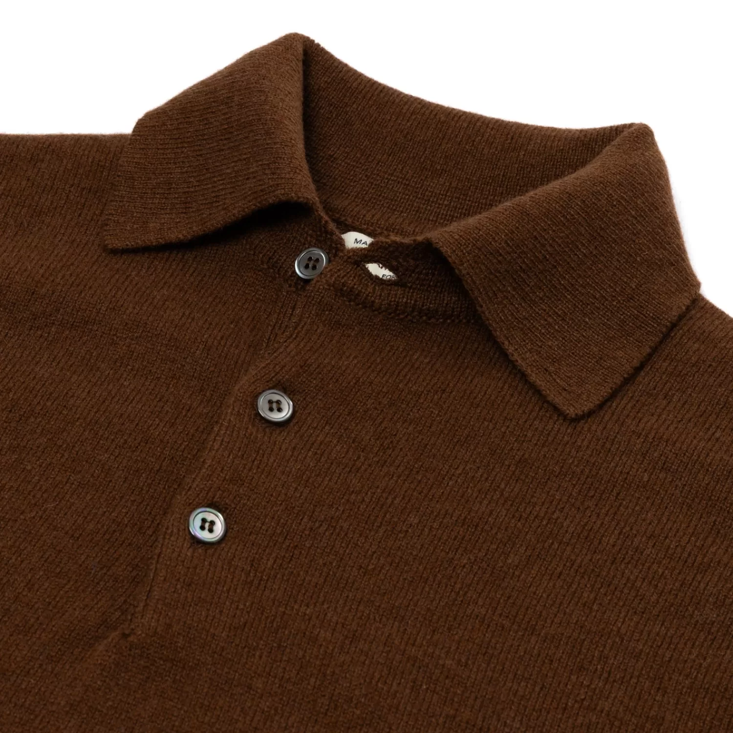 Strickwaren>William Lockie MJ Exklusiv: Polo-Pullover "Rob Howard" aus reiner Geelong Lambswool - 2 Ply Nußbraun-Spaniel