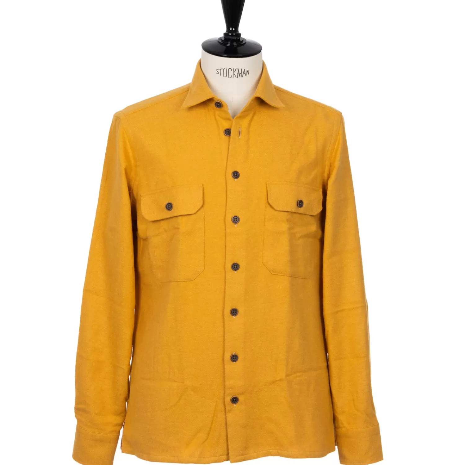 Ivy Men's | Ivy Women's>Borriello Over-Shirt "Montagne" aus einem gewaschenen Baumwoll-Flanell - Linea Passion Safrangelb