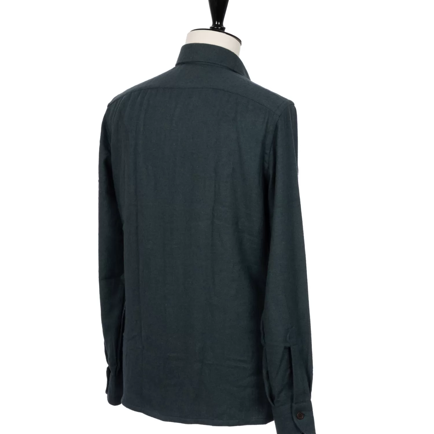 Sporthemden>Borriello Over-Shirt "Montagne" aus einem gewaschenen Baumwoll-Flanell - Linea Passion Dunkelgrün