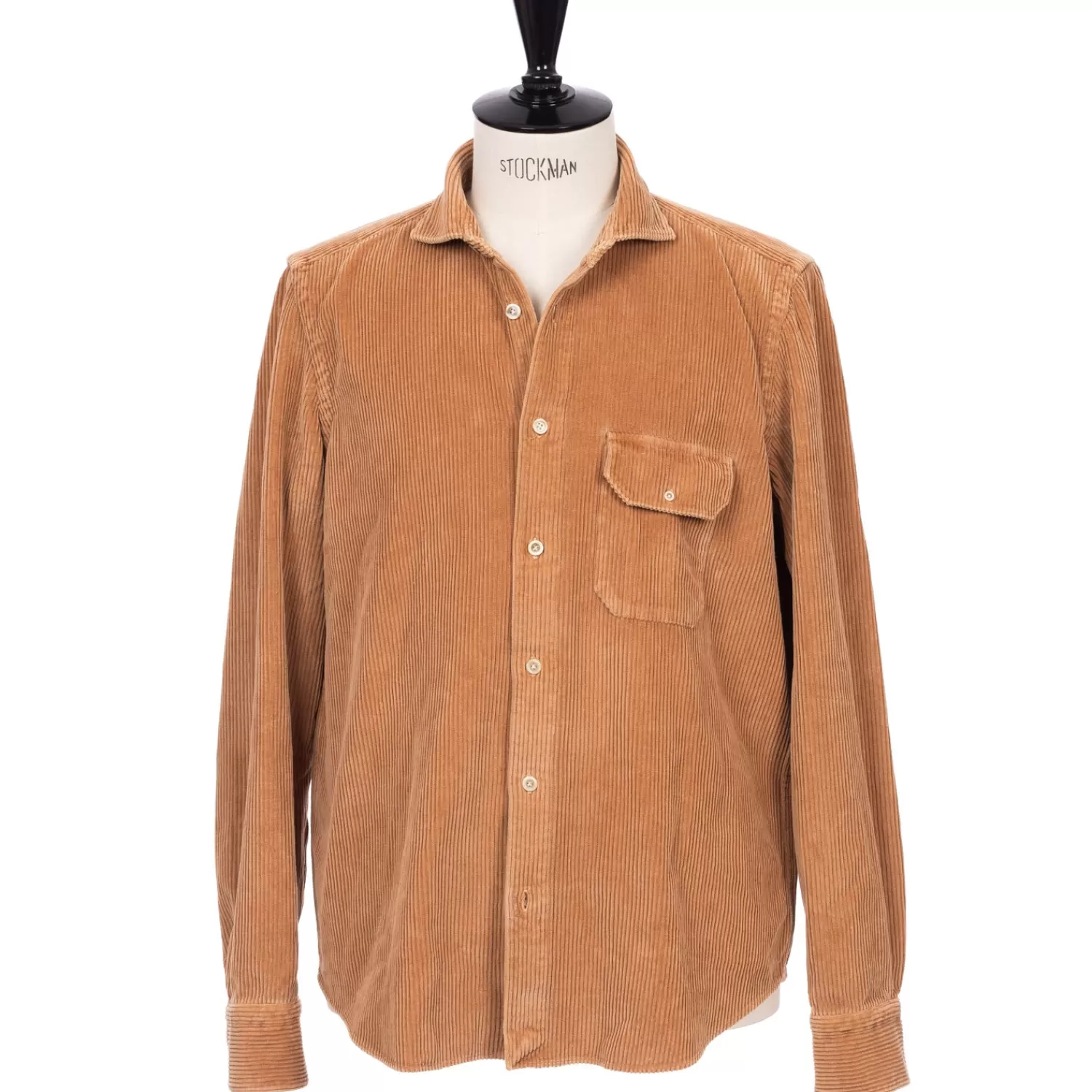 Ivy Men's | Ivy Women's>Finamore 1925 Over-Shirtaus vorgewaschenem "Vintage-Cord" - Collo Silvano Karamellbraun-Noce