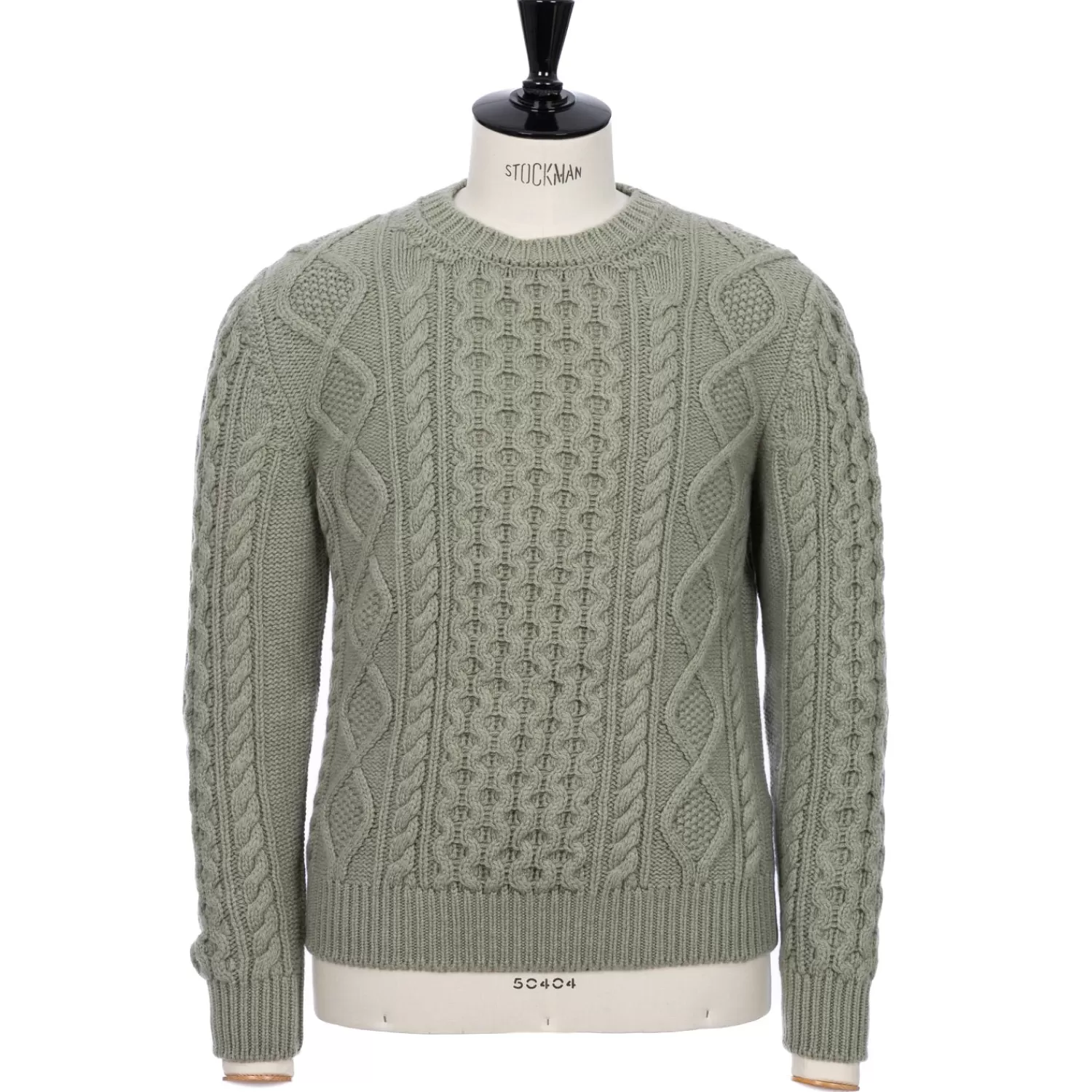 Ivy Men's | Strickwaren>McGeorge Pullover "Iconic Aran" aus Lambswool und Kaschmir - Original Knit Salbeigrün-Sage