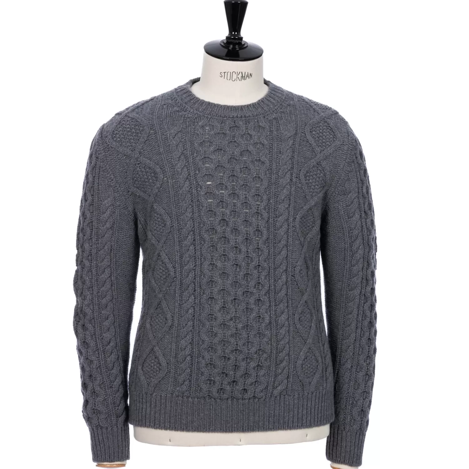 Ivy Men's | Strickwaren>McGeorge Pullover "Iconic Aran" aus Lambswool und Kaschmir - Original Knit Flanellgrau-GreyFlannel