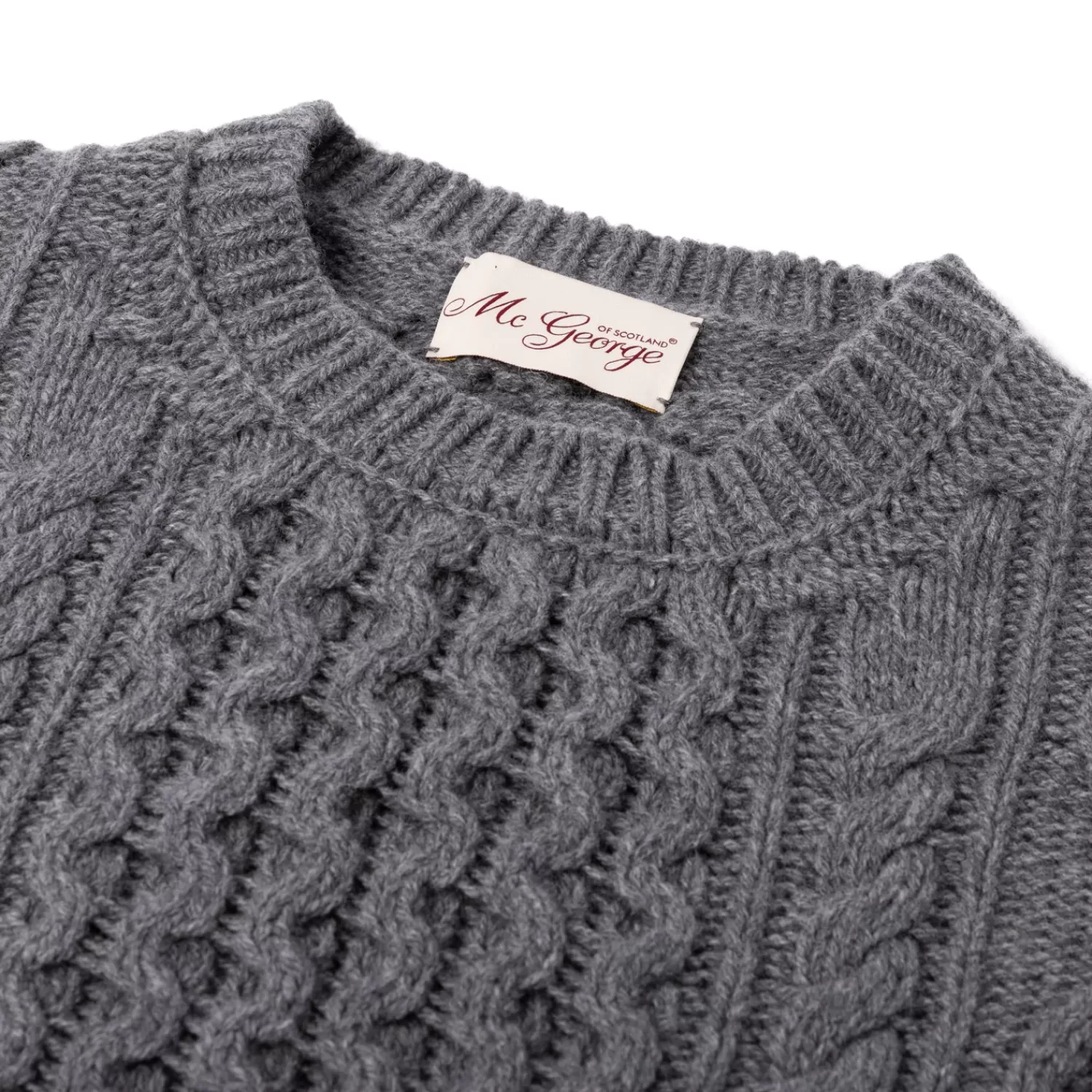 Ivy Men's | Strickwaren>McGeorge Pullover "Iconic Aran" aus Lambswool und Kaschmir - Original Knit Flanellgrau-GreyFlannel