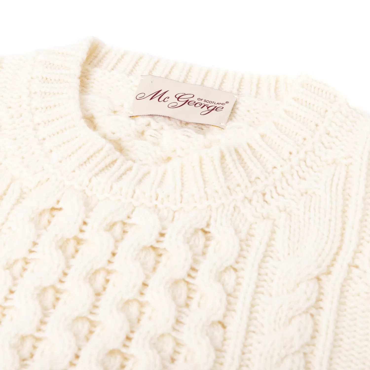 Ivy Men's | Ivy Women's>McGeorge Pullover "Iconic Aran" aus Lambswool und Kaschmir - Original Knit Naturweiß-Offwhite