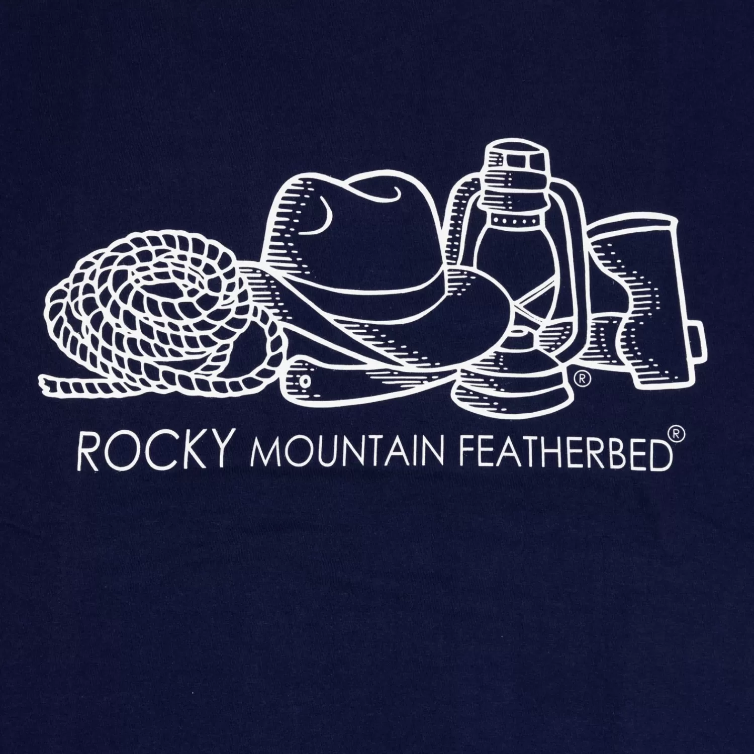 The Best From Japan | Sweater + T-Shirts>Rocky Mountain Featherbed RMFB x MJ: T-Shirt "Western of the Loom" aus reiner Baumwolle Dunkelblau