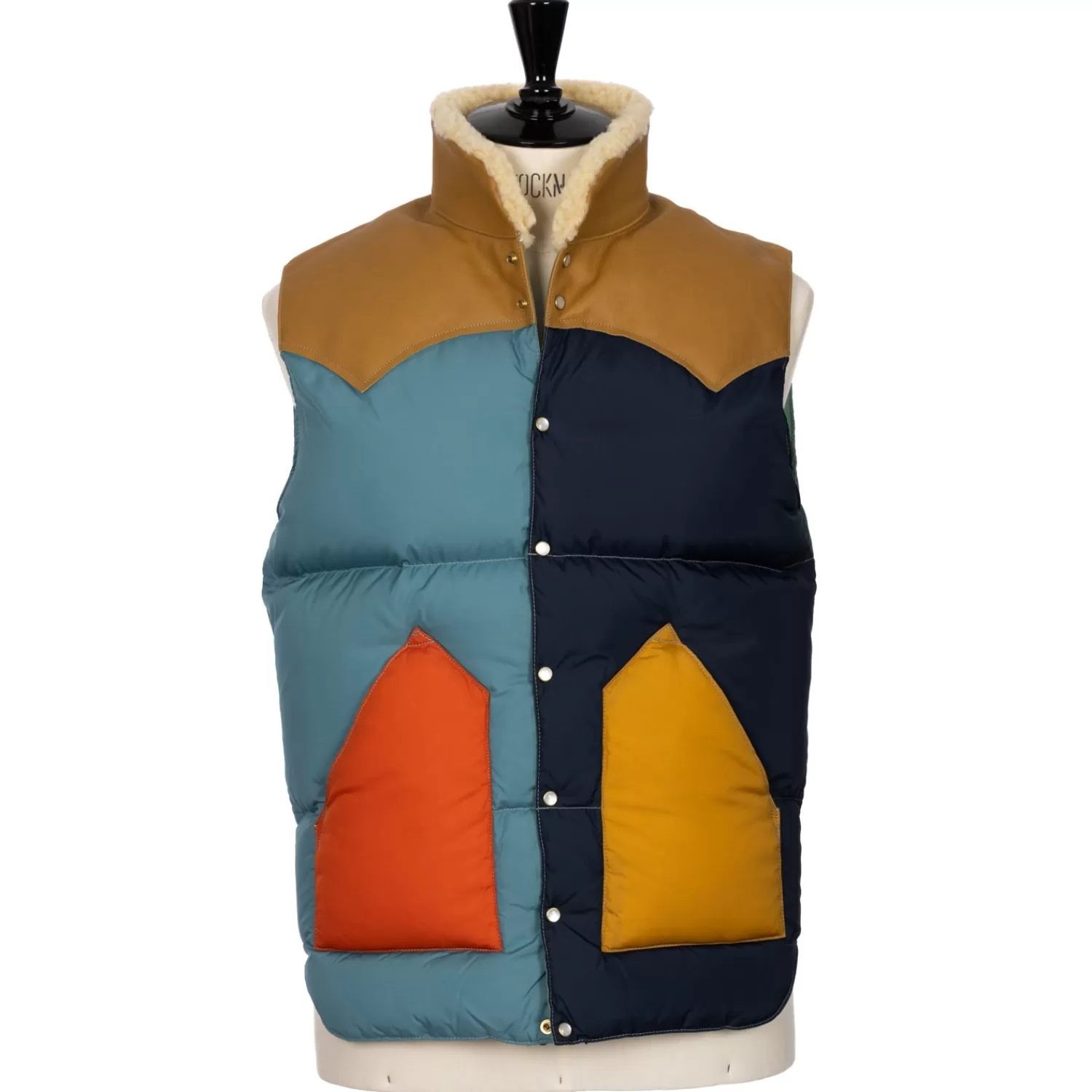 Ivy Men's | Ivy Women's>Rocky Mountain Featherbed x MJ: Daunenweste "Christy Multi-Patch Vest" mit Lammfellkragen Multi-Multicolor