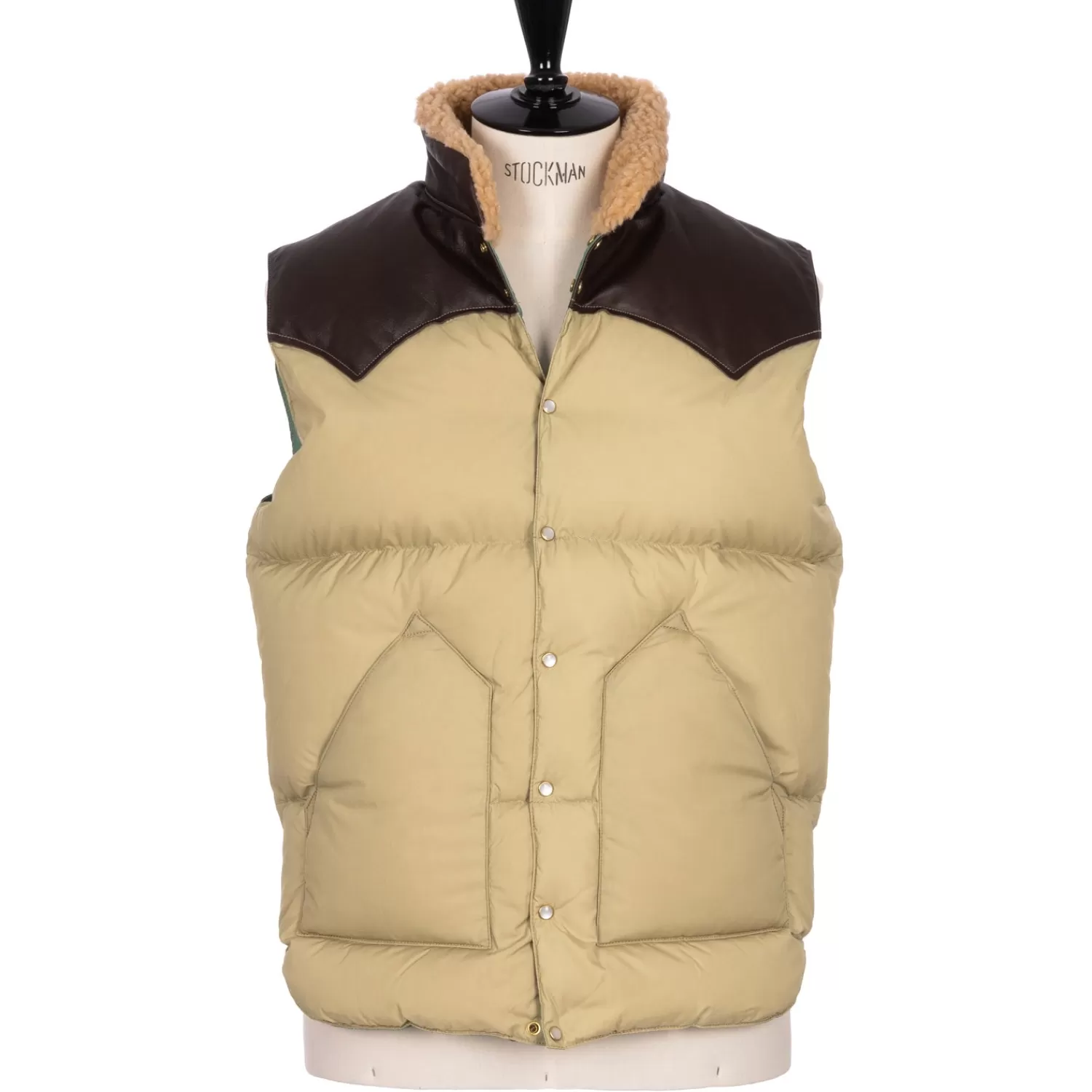 The Best From Japan | Westen>Rocky Mountain Featherbed x MJ: Daunenweste "Christy Vest" mit Lammfellkragen Sand-Tan
