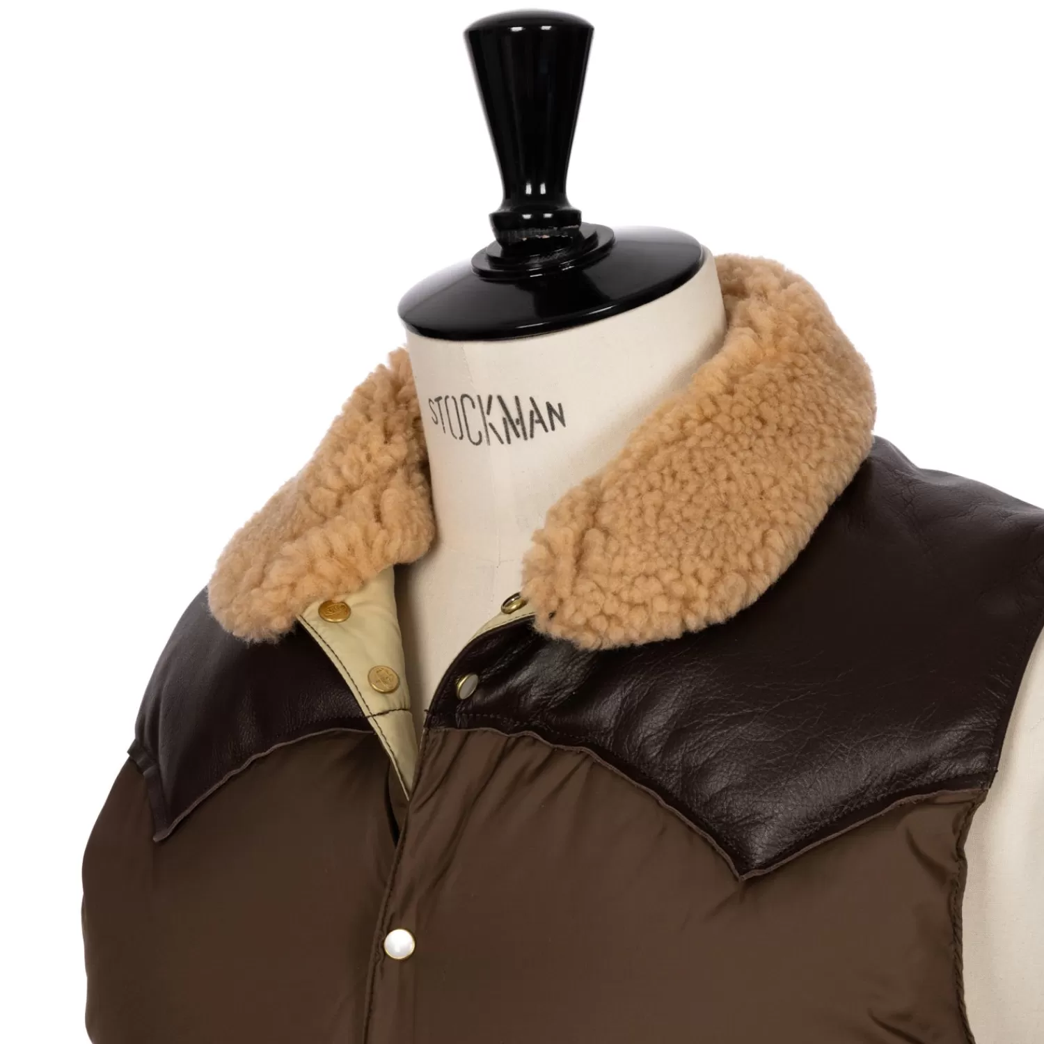 Ivy Men's | Ivy Women's>Rocky Mountain Featherbed x MJ: Daunenweste "Christy Vest" mit Lammfellkragen Dunkelbraun-Mocha