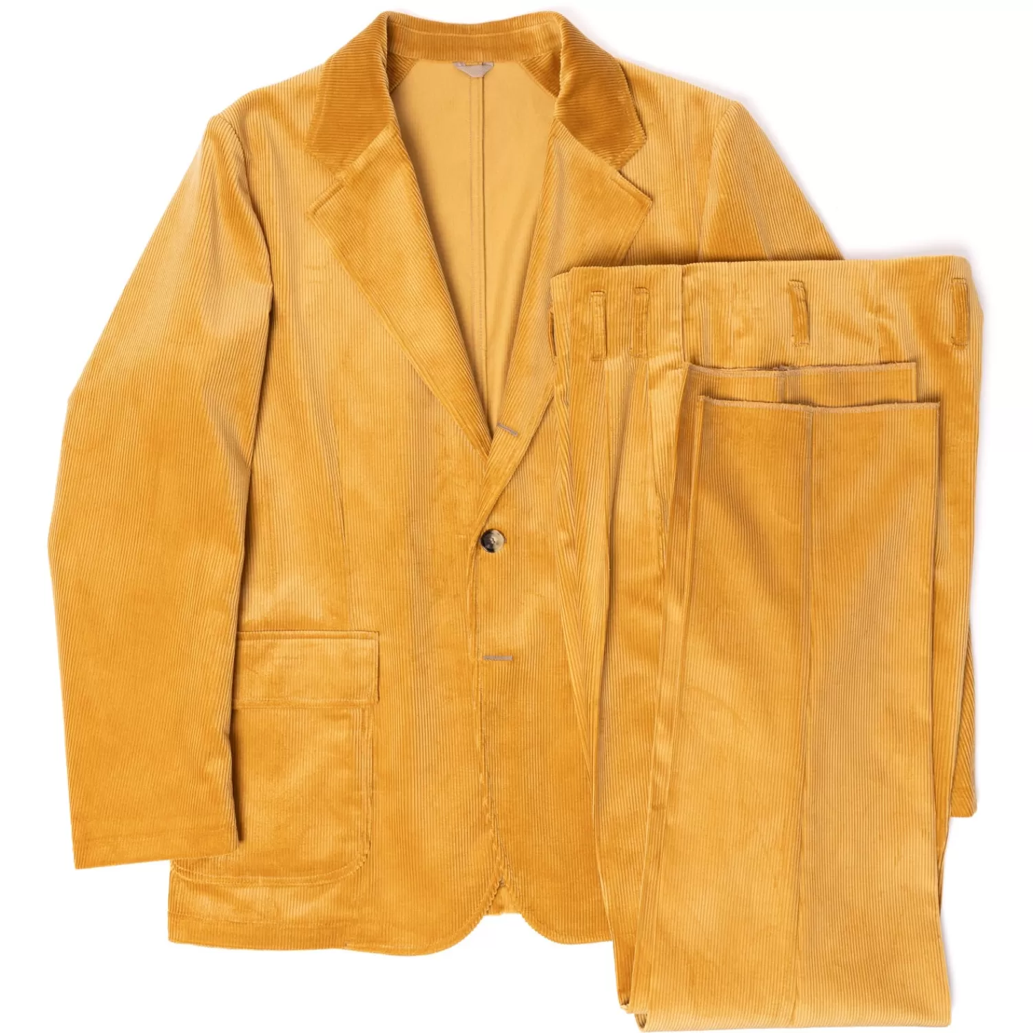 Anzug & Sakko>De Petrillo Slack-Suit "Stile Corduroy" aus reiner Baumwolle - Linea Aria Safrangelb-Zafferano