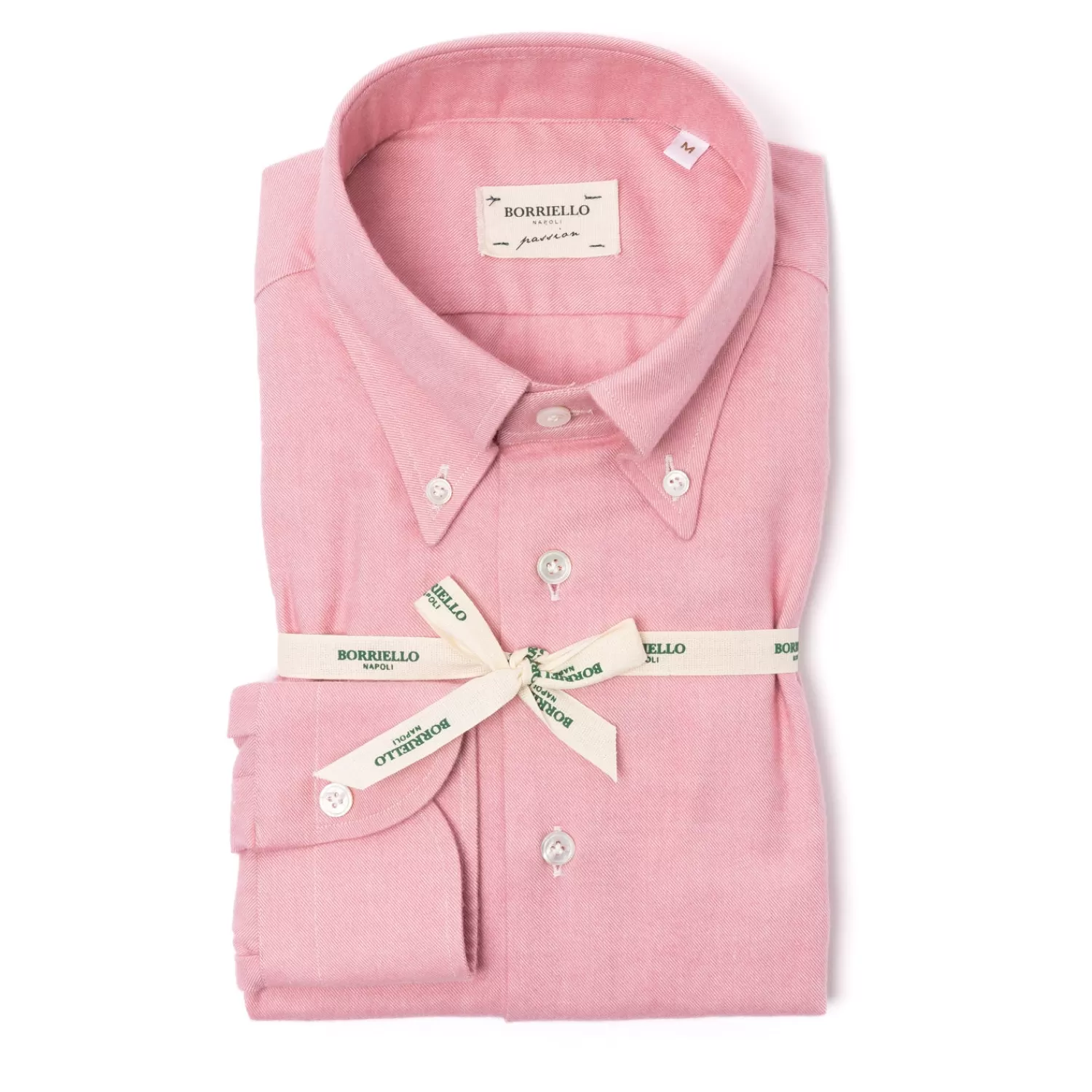 Sporthemden>Borriello Sporthemd "Light Flannel" aus gebürstetem Vintage-Baumwollflanell - Linea Passion Rosa-Rosa