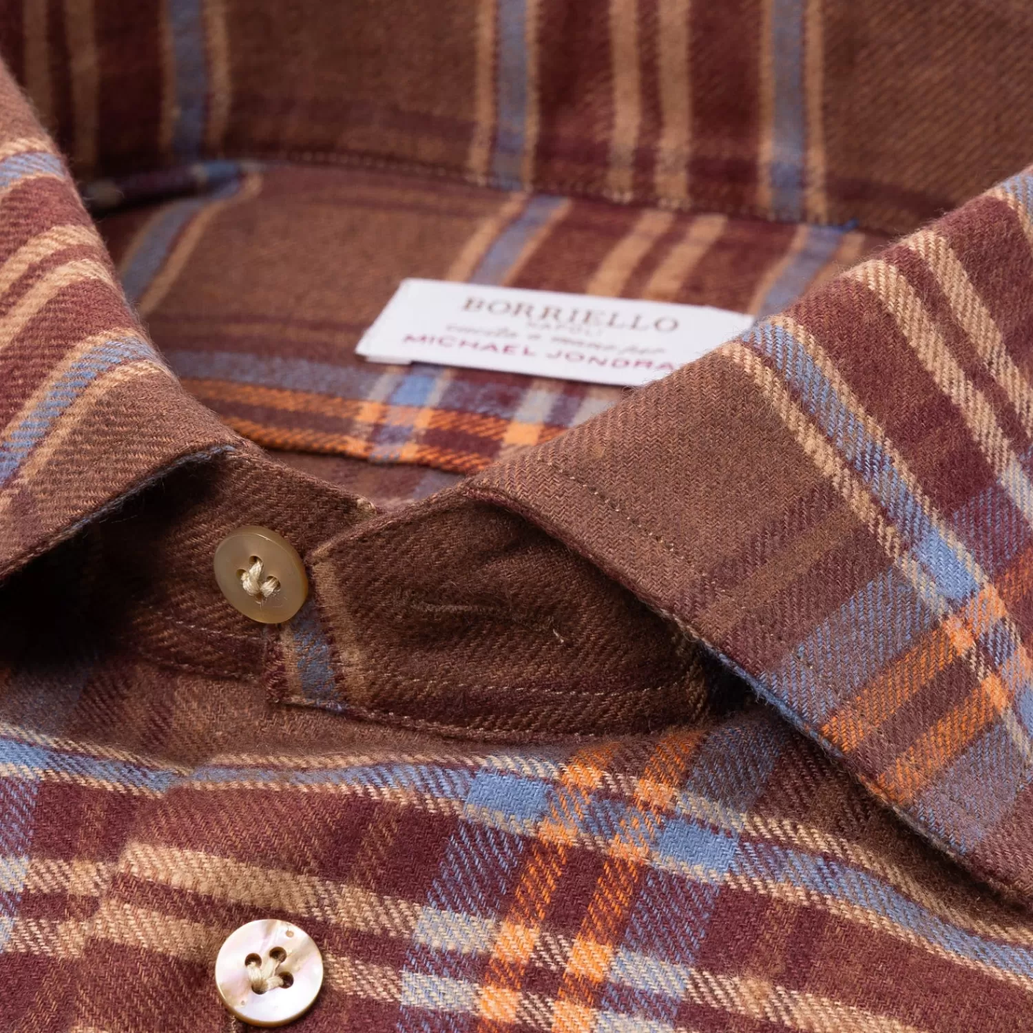 Sporthemden>Borriello Sporthemd "Western Check" aus gebürstetem Vintage-Baumwollflanell - Linea Passion