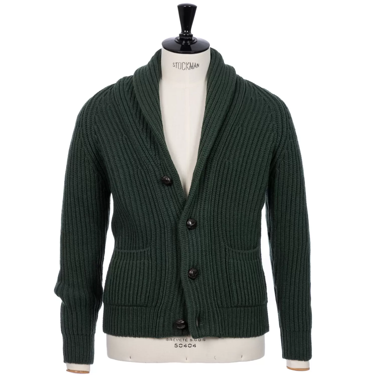 Ivy Men's | Ivy Women's>McGeorge Strickjacke "Iconic Shawl" aus Lambswool und Kaschmir - Original Knit Moosgrün-Moss