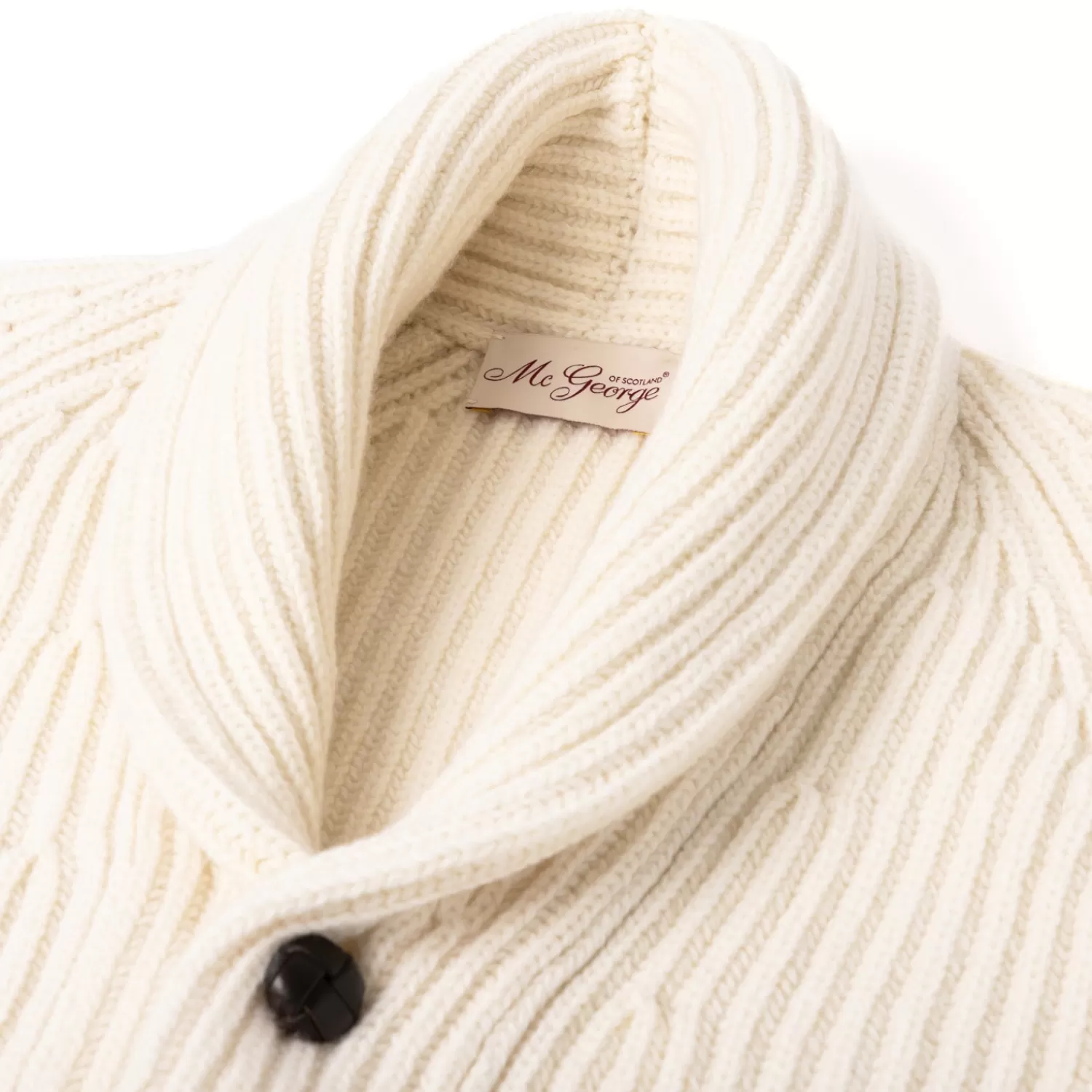 Ivy Men's | Ivy Women's>McGeorge Strickjacke "Iconic Shawl" aus Lambswool und Kaschmir - Original Knit Naturweip-Offwhite