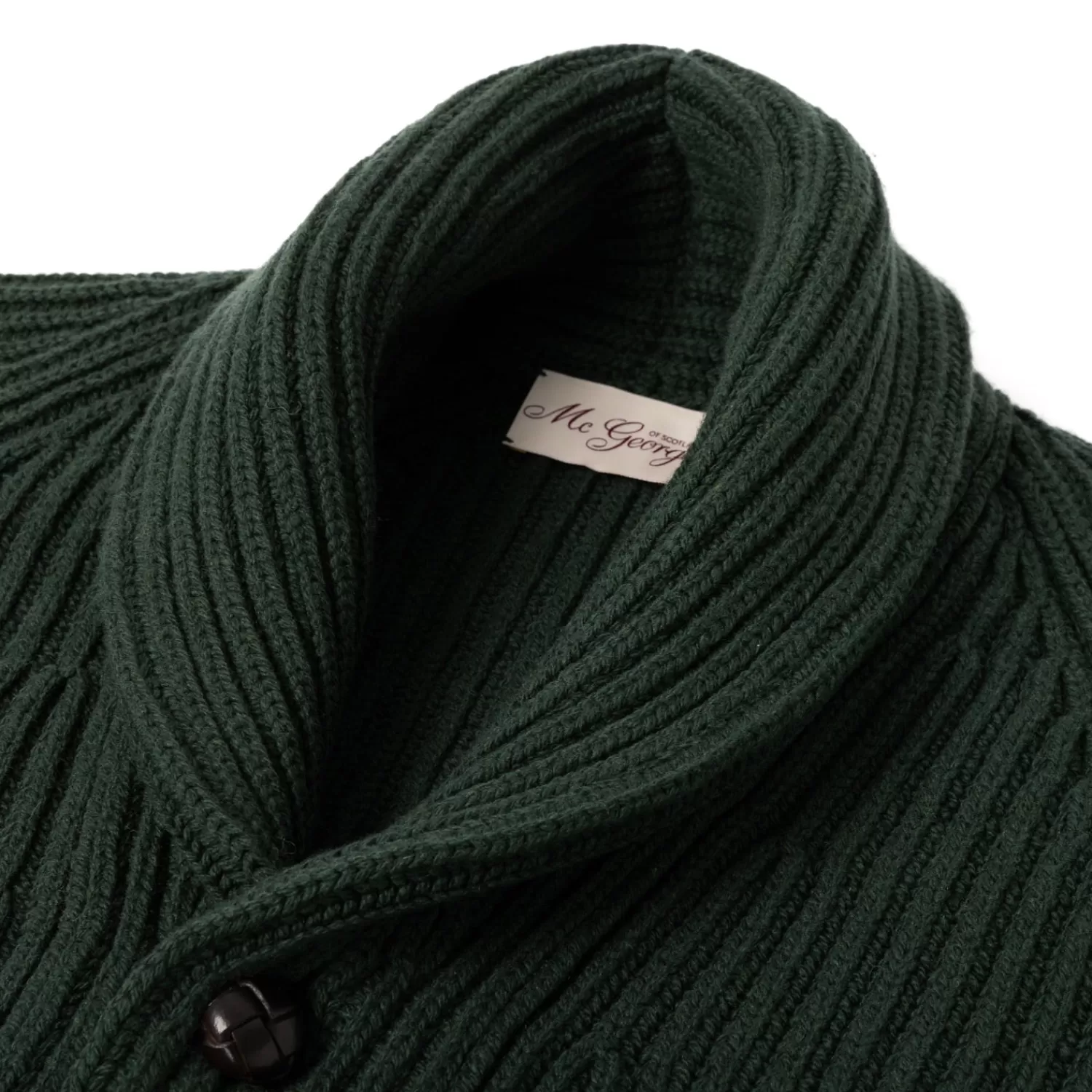 Ivy Men's | Ivy Women's>McGeorge Strickjacke "Iconic Shawl" aus Lambswool und Kaschmir - Original Knit Moosgrün-Moss