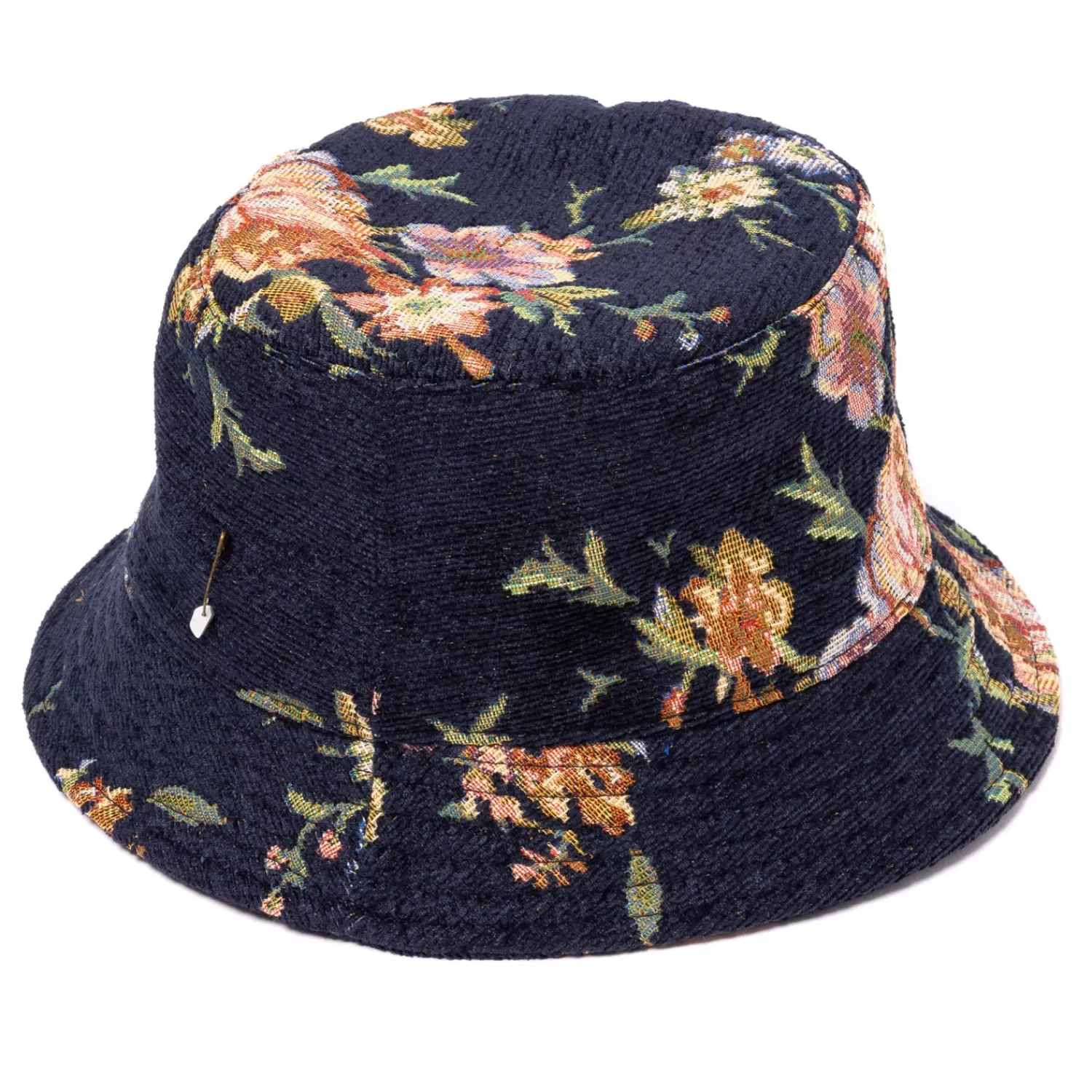 Hüte/Mütze>Specials X MJ SUPERDUPER x MJ: Hut "JACQUARD FLOWER" aus reiner Wolle - Handarbeit Dunkelblau-Multicolor